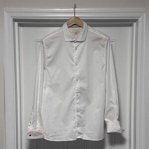 TED BAKER London White Textured Dobby Cotton Men’s Dress Shirt Size 6 | L/XL